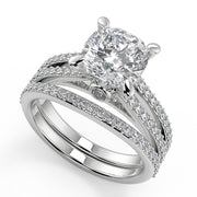 Jaycee Double French-Set Classic Cushion Cut Engagement Ring - Nivetta